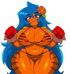 chubby chubby_female cookie_run cute cute_fang long_hair slightly_chubby slightly_chubby_female striped_body stripes tagme tiger tiger_lily_cookie wallyroo