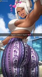 1girls abs big_ass crop_top dark-skinned_female dat_ass dumptruck_ass echosaber fat_ass fat_breasts flare_pants forbidden_pants instagram large_breasts miruko muscular_female my_hero_academia rumi_usagiyama selfie six_pack solo solo_female tagme