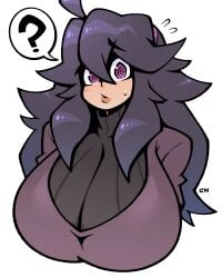 big_breasts bust busty cleavage_cutout clothing curvy game_freak headband hex_maniac huge_breasts large_breasts legendofnerd long_hair nintendo pokemon purple_eyes purple_hair sweater voluptuous_female