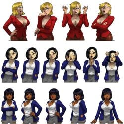 big_breasts blonde_hair dark-skinned_female dark_skin english_teacher escape_from_zombie_u female female_protagonist glasses human looking_at_viewer mayorto melody_farrington misty_karansa student student_and_teacher teacher thick_thighs vanessa_eagler video_games