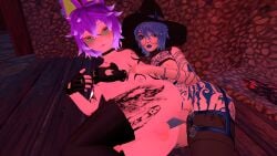 2femboys 3d_model anal anal_sex animal_ears balls bat big_penis blueysenpai cock erection femboy femboy_on_femboy femboydom femboysub halloween purple_hair throbbing_penis virtual_reality vr vrchat witch