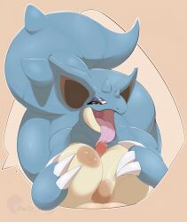 1boy 1girls anthro blue_skin licking licking_penis nidoqueen non-human_areolae paizuri penis penis_between_breasts pink_nipples pokemon pokemon_(species) tail thick_ass titjob tongue tongue_out willy_wea