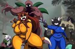 1boy 4girls big_breasts breasts dara_(dewwydartz) dee(dewwydartz) dewwy(dewwydartz) dewwydarts dewwydartz female fren_(dewwydartz) furry huge_breasts lethal_company maddie(dewwydartz) tagme terra_(dewwydartz) thick_thighs wide_hips