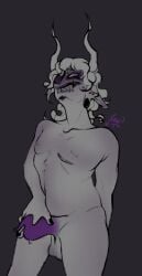 black_nails chubby facepaint gamzee_makara hairy heart-shaped_pupils homestuck homestuck_troll horns long_hair looking looking_at_viewer male_focus painted_nails piercings pointy_ears precum presenting purple_penis solo solo_male tentacle tentacle_dick tentacle_penis xewanuu