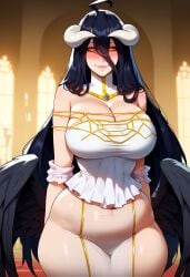 1girls ai_generated albedo_(overlord) big_breasts black_hair blush breasts female female_focus female_only horns huge_breasts large_breasts looking_at_viewer looking_pleasured overlord_(maruyama) succubus wings yellow_eyes