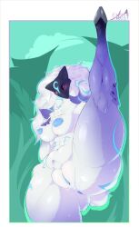 1girls anthro anus blue_nipples blue_pussy breasts furry kindred lamb_(league_of_legends) league_of_legends mask masked masked_female medium_breasts nipples pussy thick_thighs vagina white_fur white_skin willy_wea