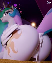 3d 3d_(artwork) 5:6 after_sex alicorn animal_genitalia animal_pussy anus ass big_butt bodily_fluids cum cum_in_ass cum_in_pussy cum_inside digital_media_(artwork) equid equine feathers female feral friendship_is_magic genital_fluids genitals hasbro hi_res horn horsepussy looking_back mammal my_little_pony princess_celestia_(mlp) pussy quicktimepony white_body white_feathers wings