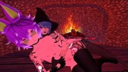 2femboys 3d_model anal anal_sex animal_ears bat blue_eyes blue_hair blueysenpai femboy femboy_on_femboy femboydom halloween milk naked naked_male purple_hair virtual_reality vr vrchat vrchat_avatar witch