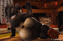 3d 3d_(artwork) ass big_ass black_fur black_hair blender blender_(software) female female_only fur inside interior lethrisa pandaren pandaren_female pandaria solo solo_female table thick_thighs thighs voluptuous warcraft world_of_warcraft