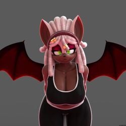 anthro bedroom_eyes belly bending_forward bending_over big_breasts chubby dark-skinned_female dark_skin furry furry_female large_breasts large_thighs rouge_the_bat rouge_the_bat_(kailewds) self_upload sonic_(series) sonic_the_hedgehog_(series) thick_thighs