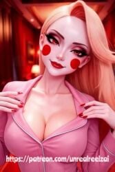 ai ai_generated animated blonde_hair breasts cartoon charlie_morningstar_(hazbin_hotel) cute dancing hazbin_hotel monster_girl nightgown nsfw nudity red_eyes sexy solo_female suit tagme teasing unrealreelz video