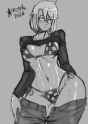 big_ass big_breasts big_butt big_thighs bikini estella_comics female female_only glasses huge_ass huge_butt jenny_(mrestella) looking_at_viewer mannyestella monochrome mrestella sketch thick_ass thick_thighs underwear