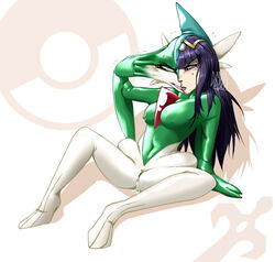 black_hair bodily_fluids breasts corruption denverend female fire_emblem fire_emblem_awakening gallade genital_fluids genitals goo_transformation hair hi_res human humanoid mammal nintendo nipples pokémon_(species) pokemon pokemon_(species) purple_eyes pussy pussy_juice red_eyes rule_63 simple_background solo stretching tharja_(fire_emblem) transformation video_games