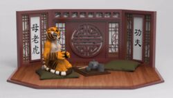 16:9 3d 3d_(artwork) animated anthro bambookat digital_media_(artwork) dreamworks felid female gif kneeling kung_fu_panda mammal master_tigress pantherine pillow short_playtime solo teapot tiger turntable_(animation) widescreen