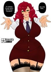 1girls anime_style ass big_ass big_breasts big_butt big_thighs blazer breasts clothed clothed_female color colored crimson_sterlyn dialogue english english_dialogue english_text estella_comics female female_focus female_only freckles fully_clothed gentle_mommy green_eyes huge_ass huge_breasts huge_butt huge_thighs image inviting large_breasts looking_at_viewer mannyestella meme mrestella my_little_pogchamp_(meme) office_lady outstretched_arms pogchamp pov red_hair skirt solo solo_female solo_focus talking_to_viewer text thick_ass thick_legs thick_thighs thighs voluptuous wide_hips