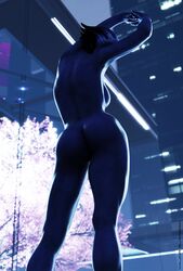 3d asari ass backboob blue_skin liara_t'soni major_guardian mass_effect nude nude_female solo