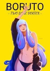 1girls ada_(boruto) boruto:_two_blue_vortex drawink female female_only hair_censor hair_covering_breasts multicolored_hair naruto naruto_(series) partially_clothed