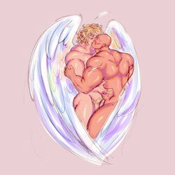 2boys back back_view bald bald_man bara blonde_hair blood_angels blush brother_and_brother brothers gay gay_sex horus_lupercal hugging imperium_of_man incest kissing limebeatzafterdark long_hair long_hair_male male_focus muscular muscular_male penis penis_out primarch pubic_hair sanguinius_(warhammer_40k) sons_of_horus warhammer_(franchise) warhammer_40k wings yaoi