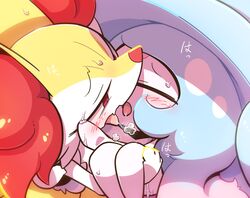 blush bodily_fluids braixen breath duo female female/female feral french_kissing genital_fluids hatterene holding_partner kissing nettsuu nintendo pokémon_(species) pokemon pokemon_(species) pussy_juice saliva saliva_string sweat tongue video_games yuri