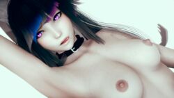 1girls 3d arm_up breasts choker colored_hair danganronpa danganronpa_2:_goodbye_despair dyed_hair face_piercings female female_focus female_only honey_select honey_select_2 licking_lips looking_to_the_side mioda_ibuki piercing piercings purple_eyes realistic smooth_skin solo solo_focus three-tone_hair white_background ヨミ