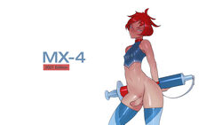 1boy balls big_penis bottomless clothed clothing erection femboy human latex light_skin male male_only navel pale_skin partially_clothed penis personification red_hair short_hair solo standing syringe tagme tailbox text thermal_paste thick_thighs thighhighs wide_hips