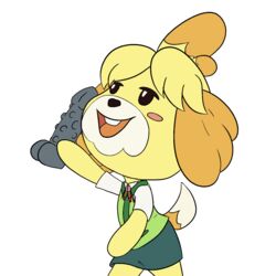 1:1 1girls accurate_art_style alpha_channel animal_crossing anthro blush bottomwear canid canine canis clothed clothing dildo domestic_dog female female_only fur happy_harvey hi_res holding_dildo holding_object holding_sex_toy isabelle_(animal_crossing) mammal nintendo phone_drawing png sex_toy shirt simple_background skirt solo topwear transparent_background vest video_games walking yellow_body yellow_fur