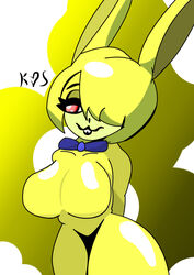 big_breasts breasts bunny_ears bunny_girl female five_nights_at_freddy's red_eyes solo spring_bonnie spring_bonnie_(fnaf) springbonnie_(cally3d) thick_thighs yellow_body yellow_skin