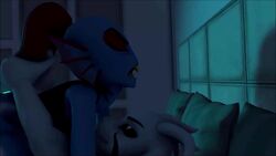 1boy 1girls 3d animated anthro asriel_dreemurr asriel_dreemurr_(god_form) ass big_ass blue_skin forced furry hardcore interspecies joom3y male/female monster monster_girl passed_out rape rough_sex sleeping sound source_filmmaker undertale undyne video