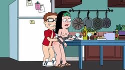 1boy 1girls american_dad animated beer_bottle big_sister black_hair bottomless bracelets brother_and_sister brown_hair cleft_chin cаrtoon doggy_style erection exposed_breasts female fucked_from_behind gif glasses hayley_smith incest jiniri kitchen liquor_bottle little_brother older_sister open_shirt refrigerator sandals smile sneakers steve_smith straight_sex sеxy table undressing_partner wine_glass younger_brother