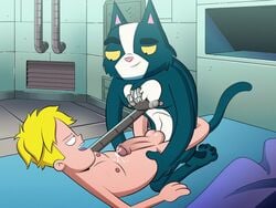 2boys 4:3 aizenhower anal anthro anthro_penetrating anthro_penetrating_human avocato balls bed black_eyes blonde_hair blue_body blue_fur bodily_fluids domestic_cat felid feline felis final_space fluffy_chest foreskin fur furniture gary_goodspeed gay genital_fluids genitals hair human human_on_anthro human_penetrated interspecies male male/male male_only mammal mechanical_arm nipples on_bed on_model pawpads penetration penis precum rubbing_chest smile uncut ventrexian white_body white_fur yaoi yellow_sclera