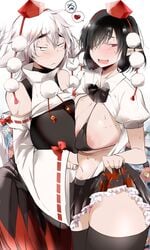 asymmetrical_docking big_breasts big_nipples breast_to_breast female/female huge_breasts momiji_inubashiri nipple_bulge shameimaru_aya tagme tannkobuiwa tengu touhou wolf_girl youkai yuri