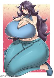 1girls 2021 aliessa_phaire alternate_version_available ass bare_shoulders big_ass big_breasts big_butt black_hair blue_clothing blush boob_window breasts breasts_bigger_than_head butt commission commissioner_insert crysnickel female female_only hair_over_one_eye heart-shaped_boob_window hips huge_ass huge_breasts huge_butt human human_only humanoid hyper_ass hyper_breasts hyper_butt kneeling large_ass large_breasts large_butt looking_at_viewer solo solo_female tagme thick thick_ass thick_thighs thighs underboob voluptuous wide_hips yellow_eyes