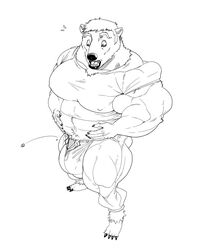 2017 4_toes 5_fingers anthro badger balls balls_expansion big_balls big_bulge big_muscles big_pecs big_penis bottomwear bulge clothing expansion feet fingers gasp genital_expansion genitals hand_on_stomach hi_res huge_balls huge_bulge huge_cock huge_muscles huge_pecs hyper hyper_balls hyper_bulge hyper_genitalia hyper_muscles hyper_penis looking_at_self male mammal monochrome musclegut muscular mustelid musteline open_mouth pants pecs penis penis_expansion plantigrade sharp_teeth solo stagor55 teeth toes torn_clothing