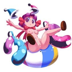 bowtie breasts jester jester_cap kirby_(series) kirby_star_allies kirby_super_star marx marx_(minus8) milky_way_wishes minus8 pink_hair torn_clothes