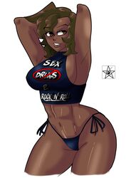 big_ass big_breasts big_butt dark-skinned_female dark_skin estella_comics female female_only huge_breasts looking_at_viewer mannyestella mrestella original original_character selena_vazquez tagme thick_thighs