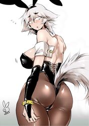 1girls big_ass big_breasts bunny_ears bunnysuit female looking_back momiji_inubashiri tagme tail tannkobuiwa touhou wolf_girl