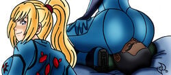 ass big_ass bodysuit breasts dark-skinned_male dark_skin facesitting female femdom human interracial little_mac metroid nintendo omarsin punch_out samus_aran zero_suit zero_suit_samus