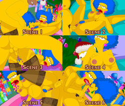 breasts cartoon_gonzo christmas color female homer_simpson human indoors insertion male multiple_females nipples nude patty_bouvier penis selma_bouvier sex straight tagme the_simpsons vulva