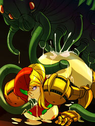 armor armored_samus blonde_hair broken_armor broken_helmet cum cum_inside female from_behind helmet helmet_with_visor high_tech human metroid multiple_insertions nintendo oral power_suit rape samus_aran sex shoogerbare tentacle tentacle_around_wrist tentacle_in_mouth tentacle_penetration varia_suit varia_suit_helmet