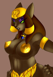 aladdin angelbreed disney egyptian feline gold gold_nipples grey_fur mirage_(aladdin) pasties tagme