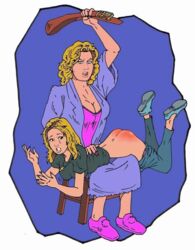 2girls animated blonde_hair buffy_summers buffy_the_vampire_slayer joyce_summers karstens multiple_girls spanking the_buffyverse yuri