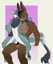 2021 anthro anthro_on_anthro anthro_penetrated anthro_penetrating anthro_penetrating_anthro digital_media_(artwork) duo faint_(artist) lagomorph lee_(hellkara) leporid male male/male male_penetrated male_penetrating male_penetrating_male mammal muscular muscular_male penetration rabbit sex smile