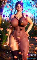 1girls 3d areolae autumn azzgard big_breasts breasts female female_only large_breasts looking_at_viewer natalia_futanova nipples pubic_hair pussy solo