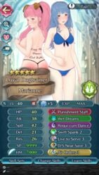 3d alternate_costume alternate_hairstyle ass back_view bare_back bikini blue_bikini blue_hair blue_swimsuit bob_(artist) body_writing bondage brown_eyes english_text female_only femdom femsub fire_emblem fire_emblem:_three_houses fire_emblem_heroes gameplay_mechanics hair_down hilda_valentine_goneril light_blue_hair long_hair looking_back marianne_von_edmund nintendo open_mouth petplay pink_eyes pink_hair ponytail smile spank_marks spanked spanking stats swimsuit text training