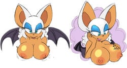 anthro bat big_areola big_breasts big_nipples blue_eyes breasts edit erect_nipples female female_only fur huge_areolae huge_nipples nails nipples omegasunburst open_mouth open_smile rouge_the_bat sega simple_background smile solo sonic_(series) sonic_the_hedgehog_(series) teeth white_fur wings