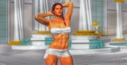 1girls 3d abs areolae armpits arms_behind_head assassin's_creed_(series) assassin's_creed_odyssey baths belly belly_button bikini body_scars bra braided_hair breasts brown_hair closed_eyes curtains cybercole360 eyelashes eyeliner eyes eyeshadow female female_focus female_only floor fountain games glass_window human human_only indoors kassandra legs lipstick loincloth makeup mouth navel open_mouth panties plant plant_pot ponytail posing pot red_lipstick roman roman_bath roman_mythology scene scenery solo solo_female solo_focus stairs standing standing_up stone_floor sweat tanned tanned_female tanned_girl tanned_skin teeth thighs tiles ubisoft underwear video_games water waterfall windows xnalara xps