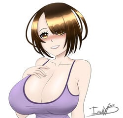 1girls big_breasts breasts brown_eyes brown_hair bunny_ayumi short_hair twitch twitch.tv