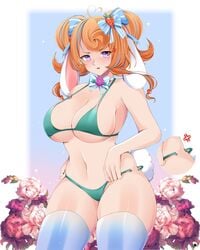 1girls big_breasts breasts bunny_ears bunny_gif huge_breasts indie_virtual_youtuber orange_hair purple_eyes virtual_youtuber