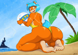 1girls activision anthro barefoot beach big_ass bubble_butt crash_(series) crash_team_racing_nitro-fueled feet female large_ass megumi_bandicoot solo souleatersaku90 swimsuit