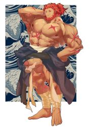 1boy balls bara beard boner disembodied_hand erection facial_hair fate/zero fate_(series) gay hand_on_penis holding_penis iskandar_(fate) lionbkp male male_only muscles muscular penis penis_grab red_hair rider sword swords traditional_clothes